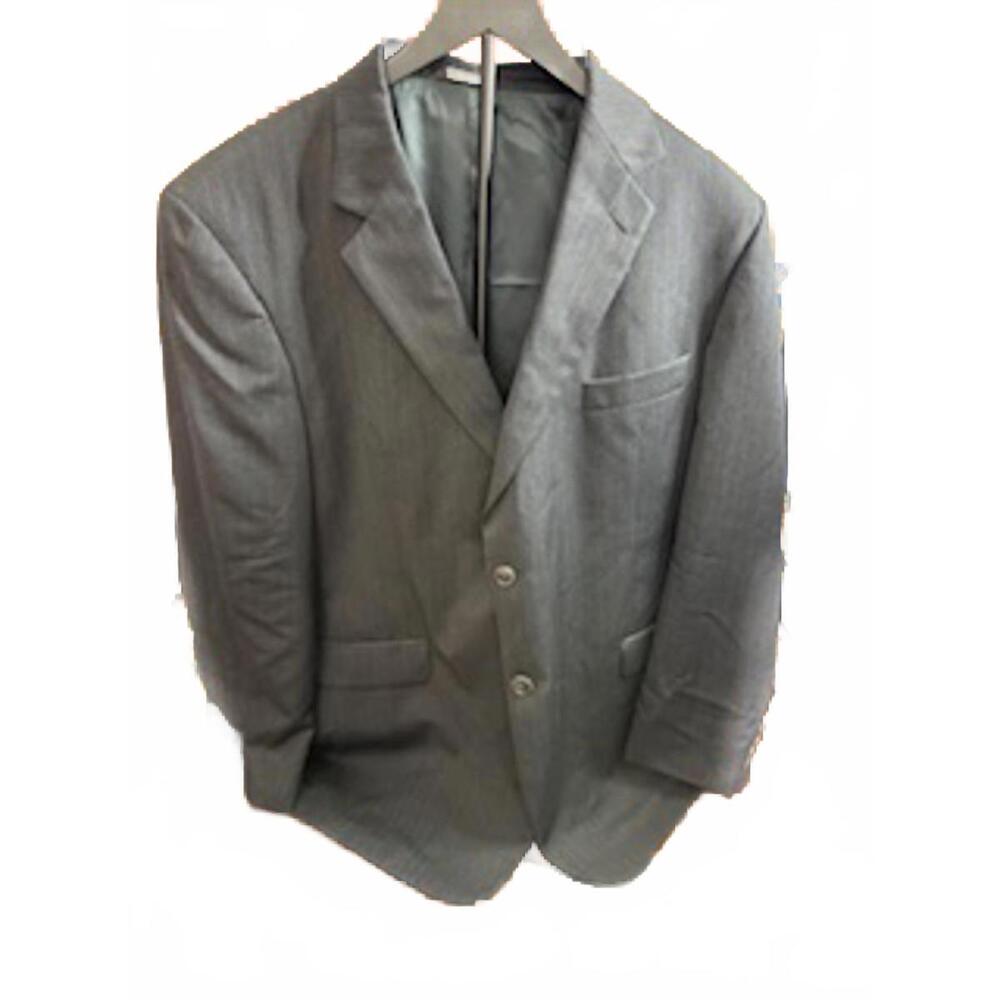 Stafford Men's Gray Blazer w/ Light Blue Stripes Mexico 95% Wool 5% Cashmere 48L